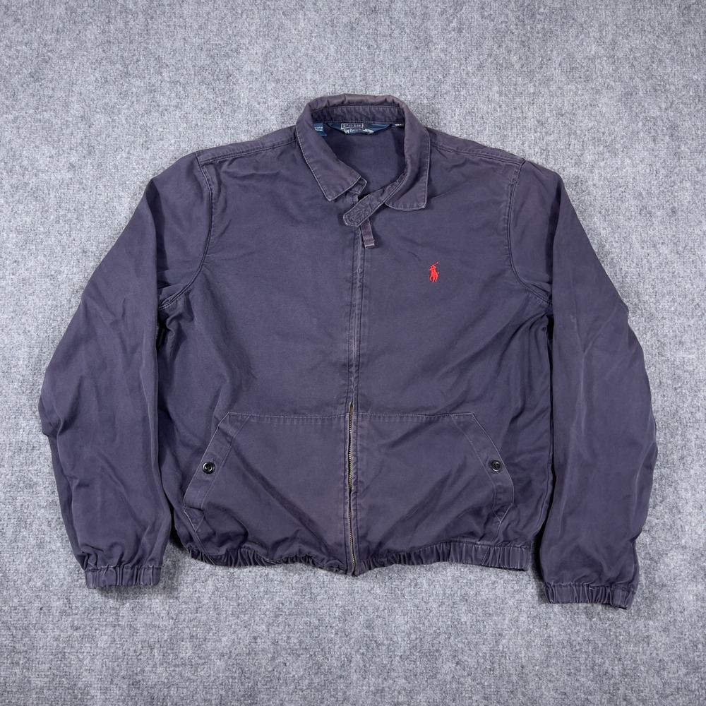 Polo Ralph Lauren Harrington Jacket Mens Medium Navy Blue Full Zip Cotton Twill